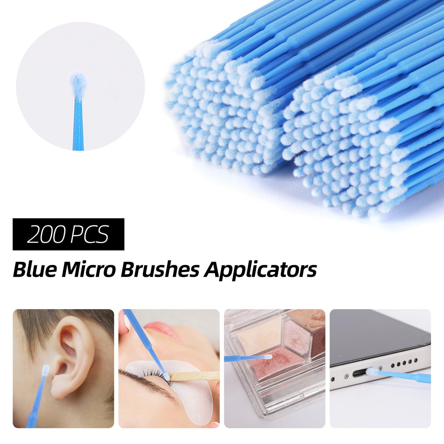 600 PCS Eyelash Extension Supplies Kit, 200 Spoolies Mascara Wands Disposable 200 Lip Brushes 200 Micro Swabs Purple Eyelash Bru