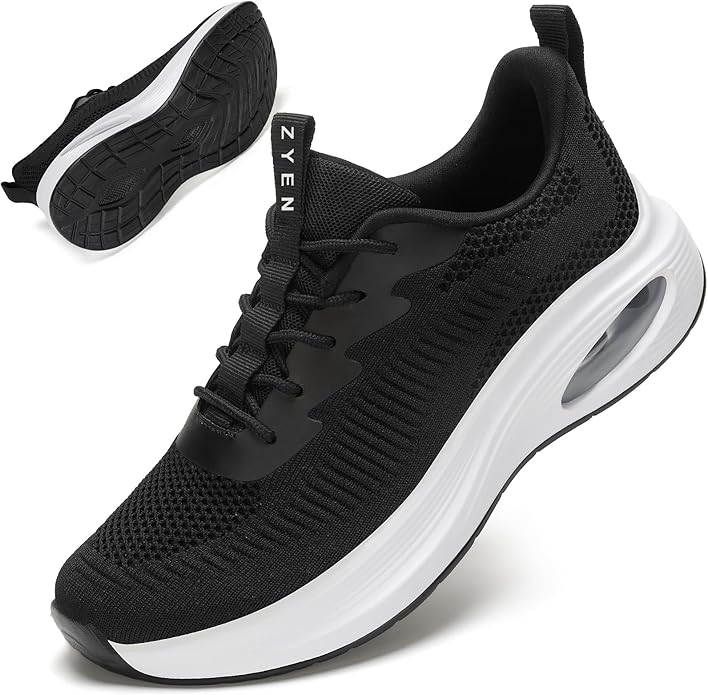 ZYEN Wide Toe Box Shoes Women Air Cushion Road Running Shoes Extra Wide Width Sneakers Arch Support Gym Athletic Tennis Sn...