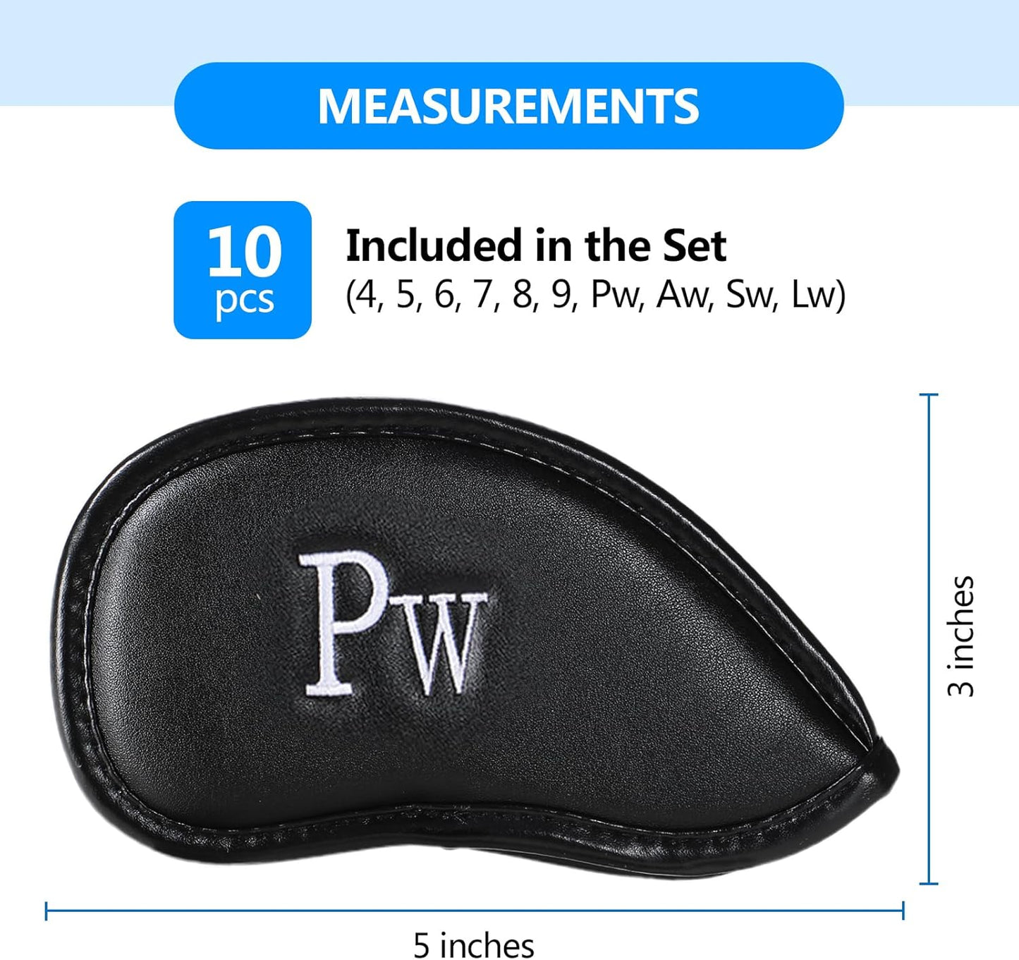 Premium Leather Golf Club Covers -Double-Sided Embroidered Golf Iron Covers with Magnetic Closure, Perfect Iron Covers for Golf Clubs, Durable and Stylish Protection for Your Clubs