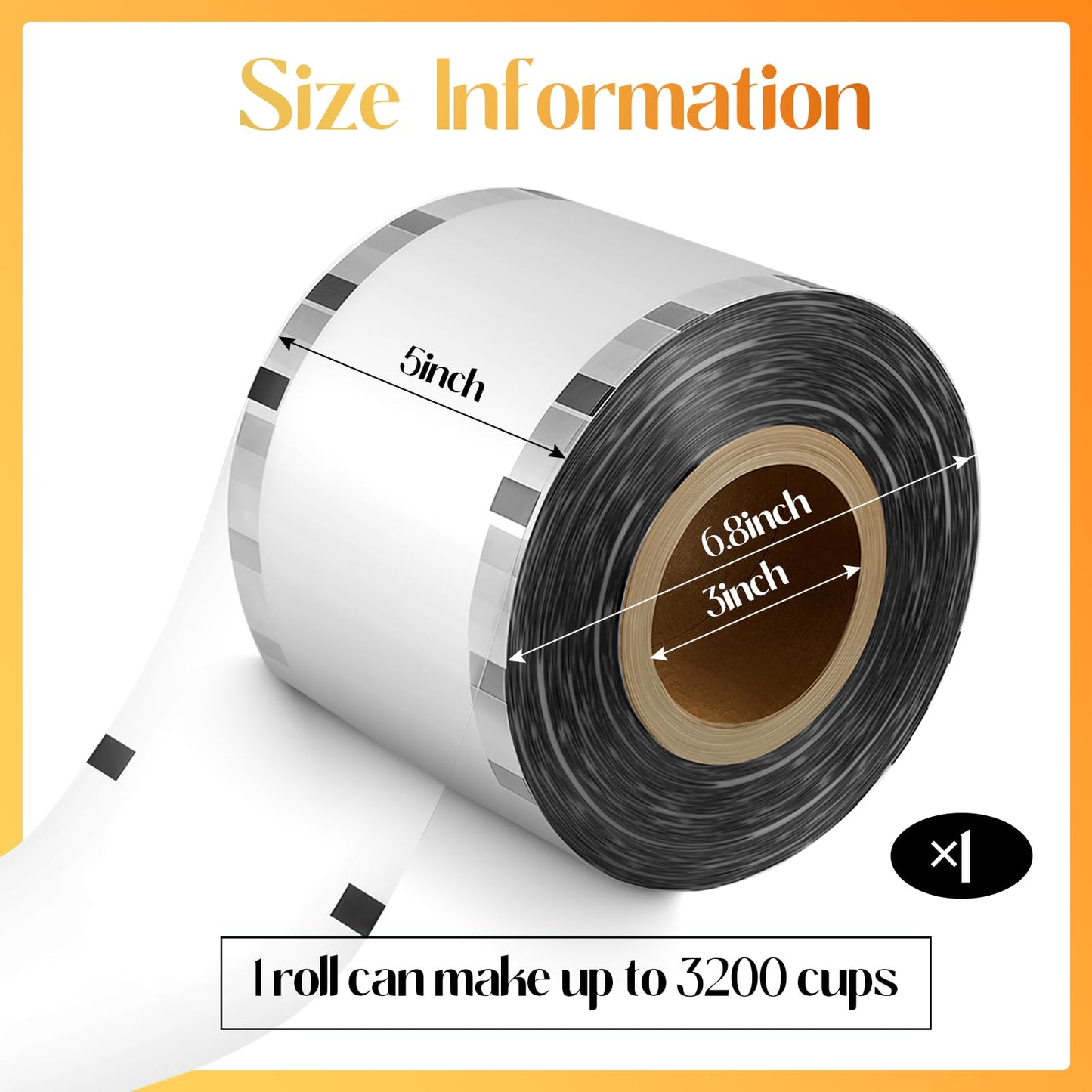 Henoyso 1 Roll Cup Sealer Film For Sealing Machine 90-105 Mm 3200 Cups Bubble Tea Sealer Film For 16 Oz Plastic Cups For Bubble
