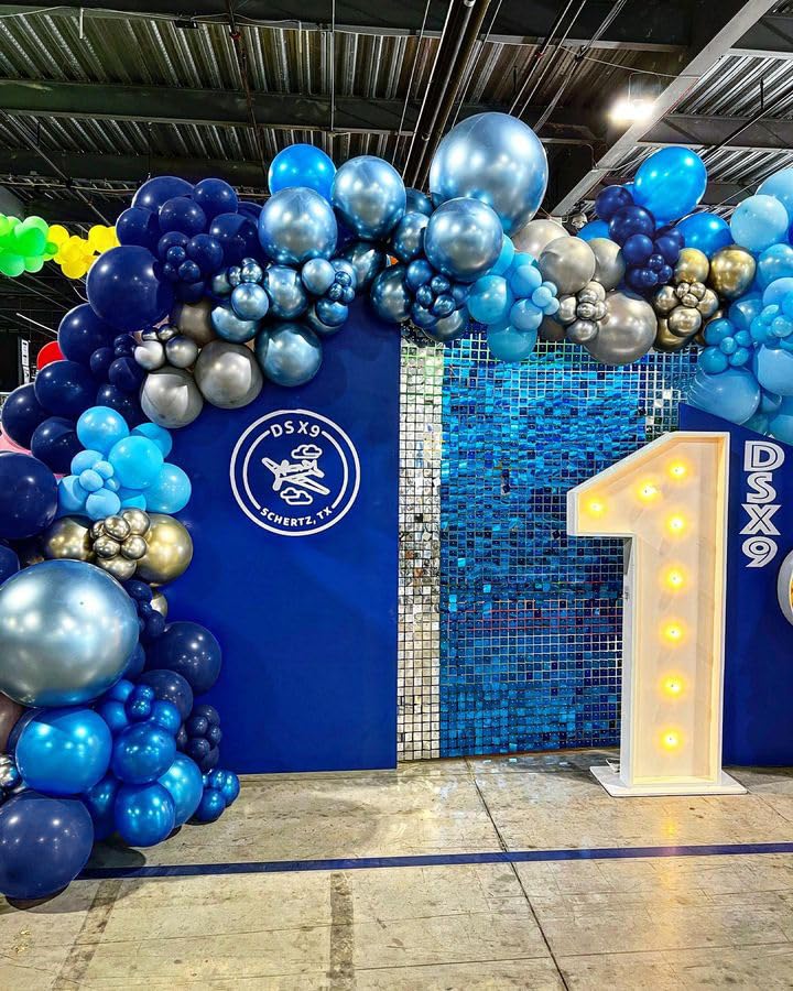 Bezente Blue Balloons Set,60pcs 12 inch Metallic Blue Pearl Blue Navy Blue Pastel Blue Latex Balloons Kit for Birthday,Bab...