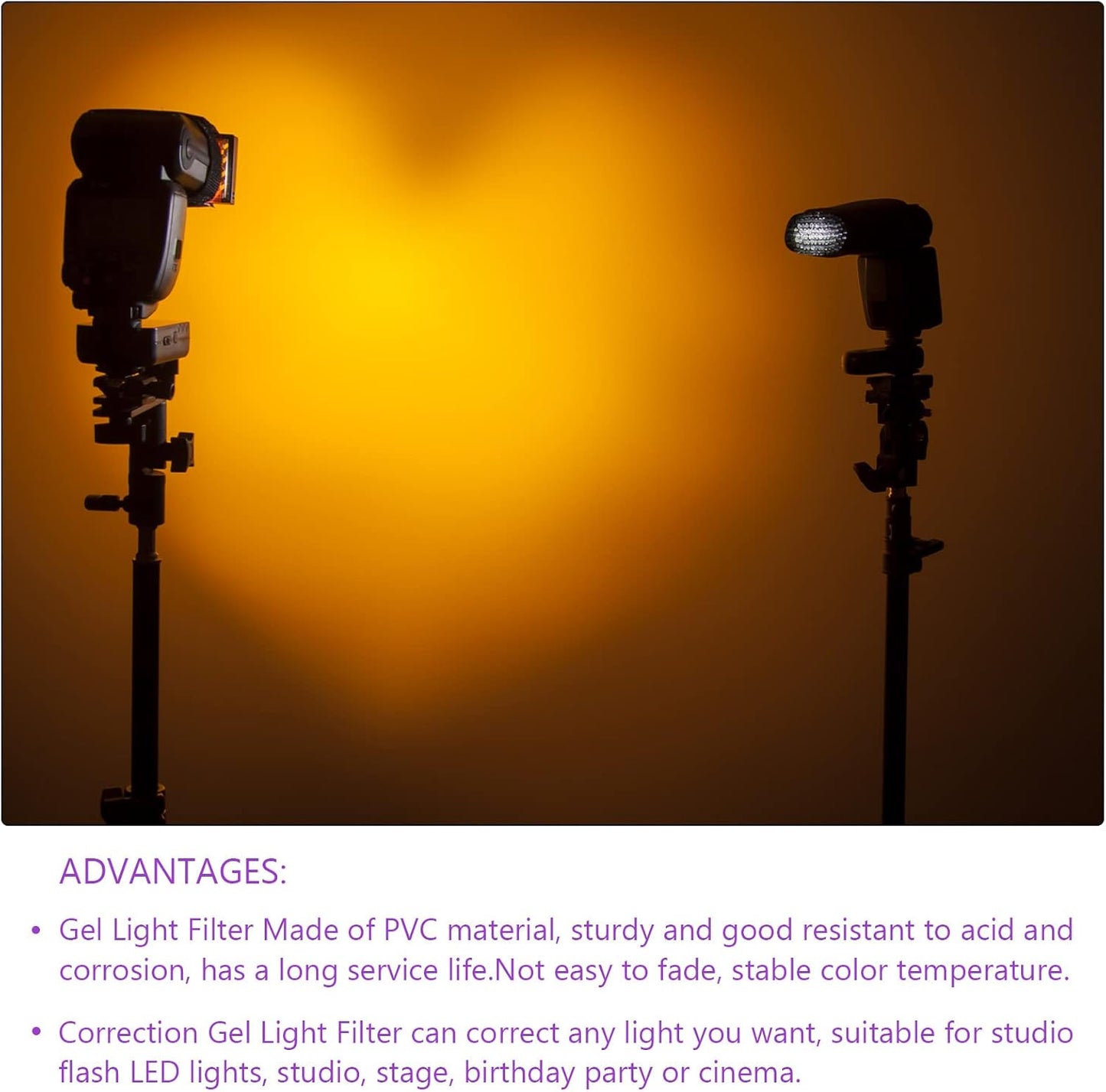 DMiotech 10Pcs Correction Gel Light Filter Overlay Transparent Plastic PVC Sheets Purple for Photo，Film,Video
