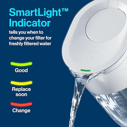 Brita Everyday Elite Water Filter Pitcher with SmartLight Filter Change Indicator, BPA-Free, Reduces 99% of Lead, Lasts Six Months, Includes 1 Filter, Large - 10-Cup, White