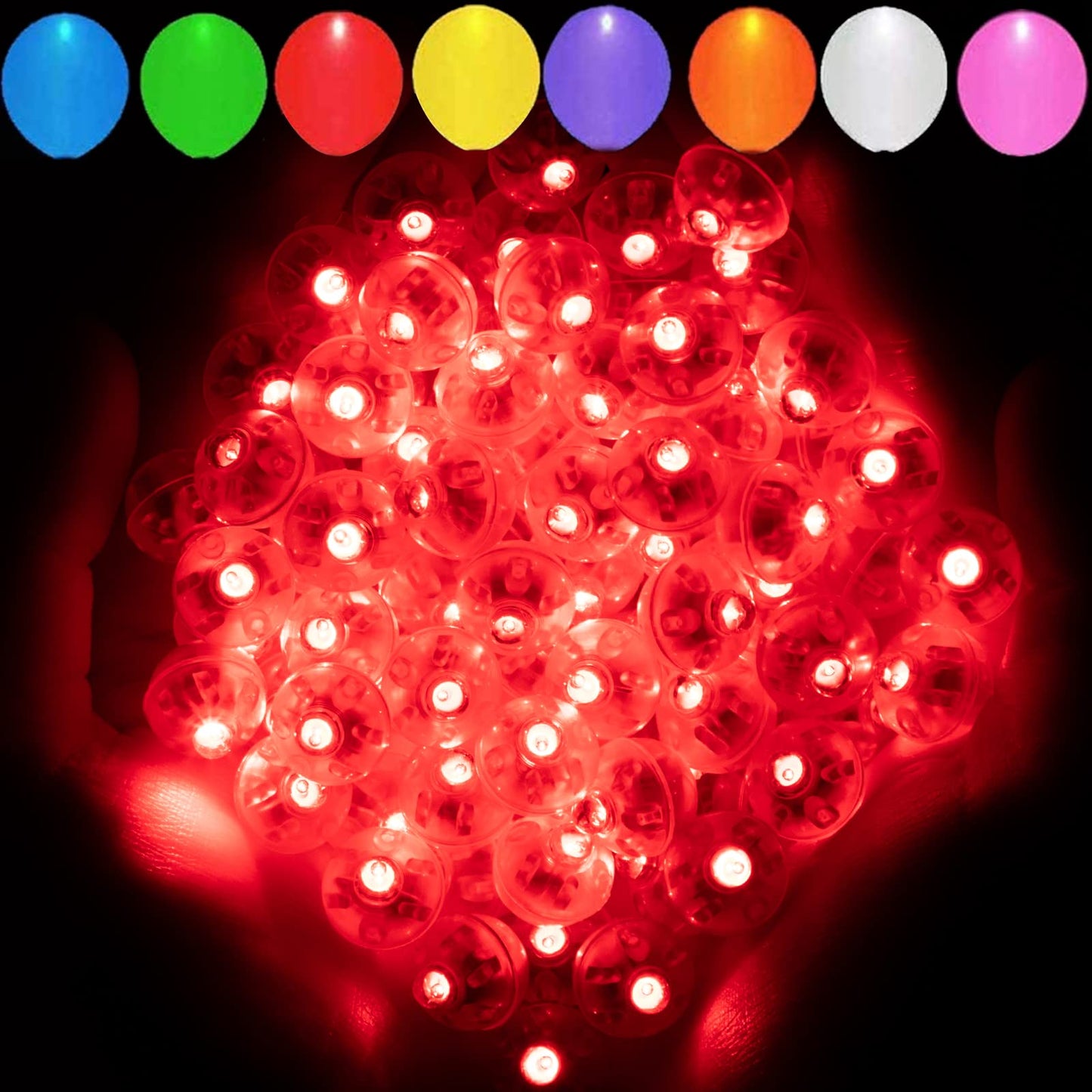 Aogist Red Balloon Lights, 100pcs Battery Powered LED Ball Lamps, Waterproof, Model 2, Normal Size