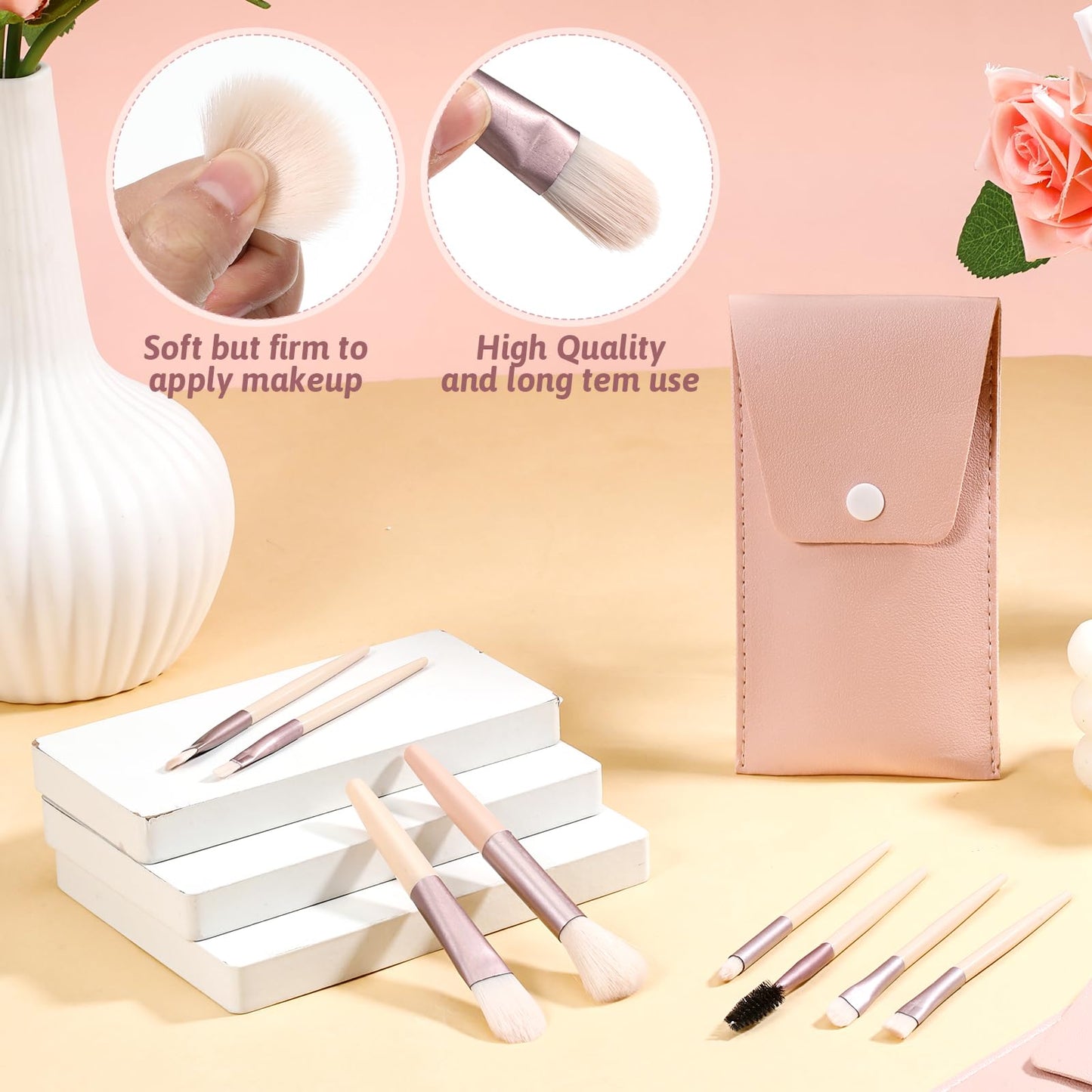 8 Sets Makeup Brushes Bulk Travel Size Make up Brush Set for Wedding Bridal Shower, Bachelorette Party Bridesmaid Gift Favors, M