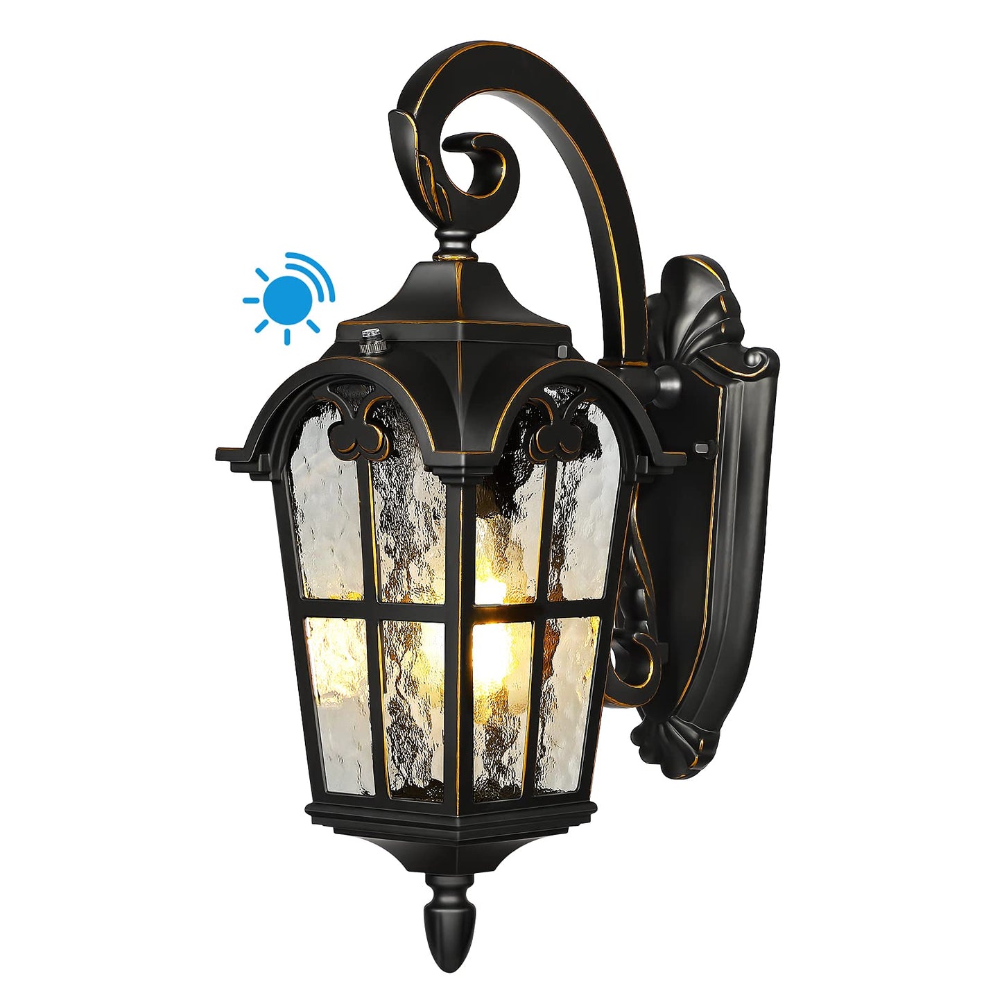 Dewenwils Dusk To Dawn Outdoor Wall Light, Black Roman 17.7 H, Waterproof Die-Casting Aluminum Sconce For Porch, Garage, Patio