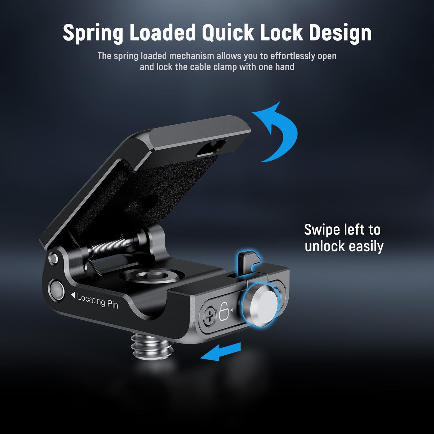 Neewer Spring Loaded Cable Clamp, Camera Cage Cable Organizer With Removable Anti Twist Locating Pin, 1/4  Screw, Quick Release