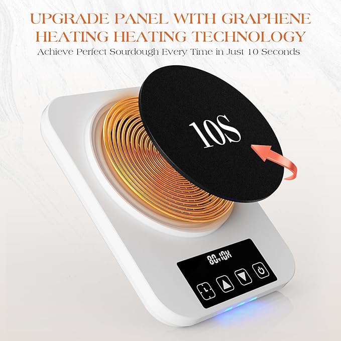 Sourdough Starter Warmer 2025 with Precise 1°F Control (70–100°F), Sourdough Warmer, 4.3" Heating Pad, 12H Auto Timer, USB Powered Fermentation Mat for Sourdough Jar, for Home Bread Baking