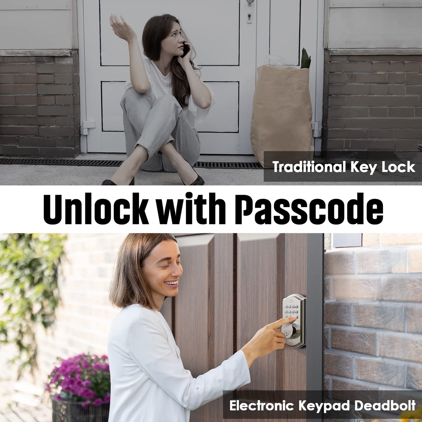 Keyless Entry Door Lock - Electronic Door Lock with Keypad, Smart Deadbolt Lock with Auto Lock, Security Waterproof Smart Lock, Easy to Install, Ideal for Front Door, Home Use, Apartment - ELAMOR M19