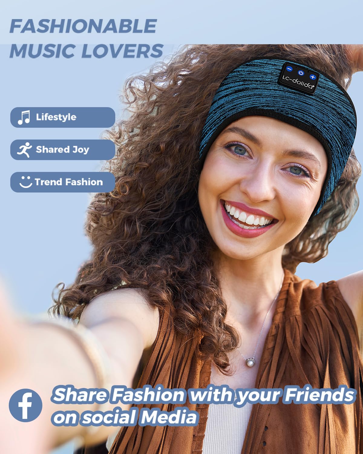 LC-dolida Boho Sleep Headphones Headband, Over Ear Bluetooth Headphones Wireless Womens Headbands, Wireless Earphones Sweat Resistant Band Music Sleeping Eye Mask Earbuds for Sports Unique Gifts