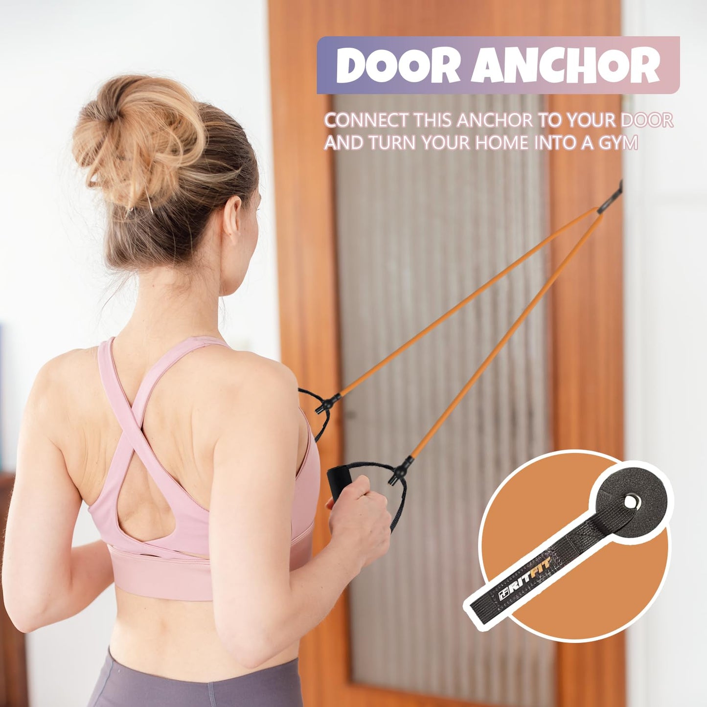 RitFit Single Resistance Exercise Band with Comfortable Handles - Ideal for Physical Therapy, Strength Training, Muscle Toning - Door Anchor and Starter Guide Included (BlackNew (25-30Lbs))