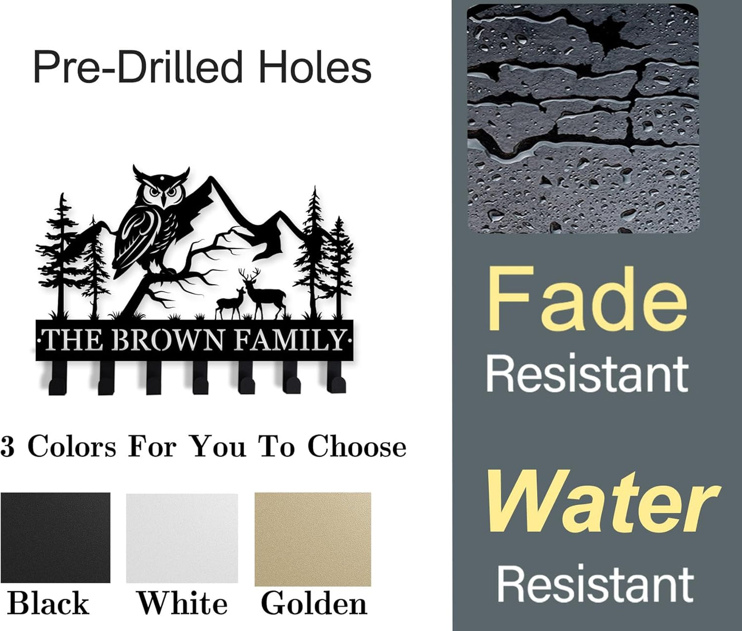 Personalized Owl Metal Key Holder - Decorative Modern Wall Key Holder for Home Decor