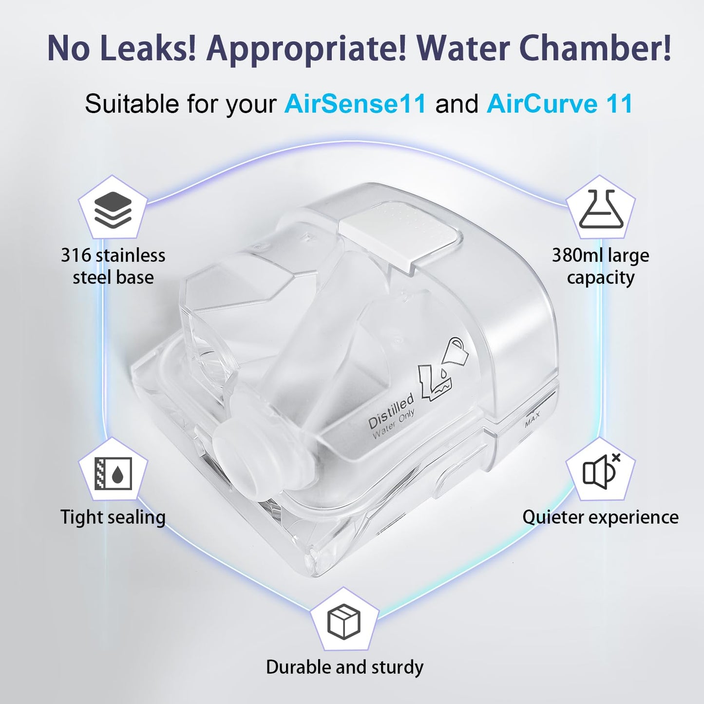 Water Chamber and Pap HumidAir Water Tank for ResMed AirSense 11 Tube Hose Machine