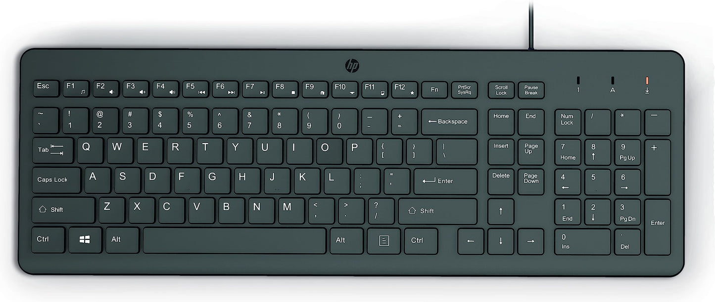 Hp 150 Wired Keyboard With Numeric Keypad - Silent-Touch Chiclet Keyboard - Ergonomic, Comfortable - Usb Plug-And-Connectivity,