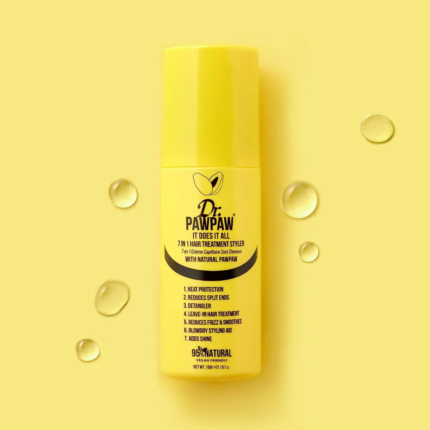 It Does It All: 7 in 1 Hair Treatment Styler with Papaya, Aloe Vera, Coconut Oil, Vegan & Natural (6 x 150 ml)
