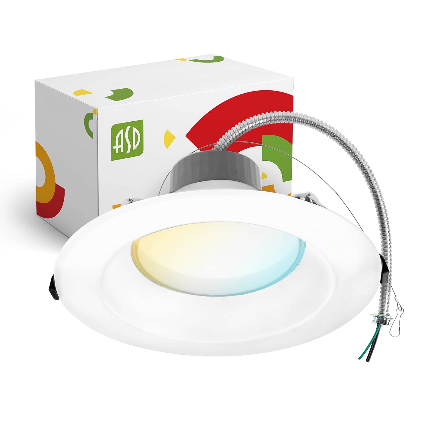 Asd 8 Inch Commercial Canless Led Downlight  Power Adjustable 12/20/30W Lighting  Round Dimmable Recessed Ceiling Light Fixture  5 Color Temperatures 2700K-5000K  120-277V Ic Rated Ul & Energy Star