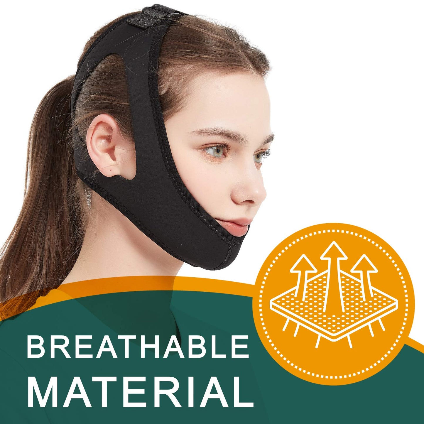Double Adjustable Anti Snoring Chin Strap for CPAP Users - Chin Strap for Snoring Face Mask Bandage Keeping Mouth Closed - No Dry Mouth Nasal Breathing for Women and Men (Black)