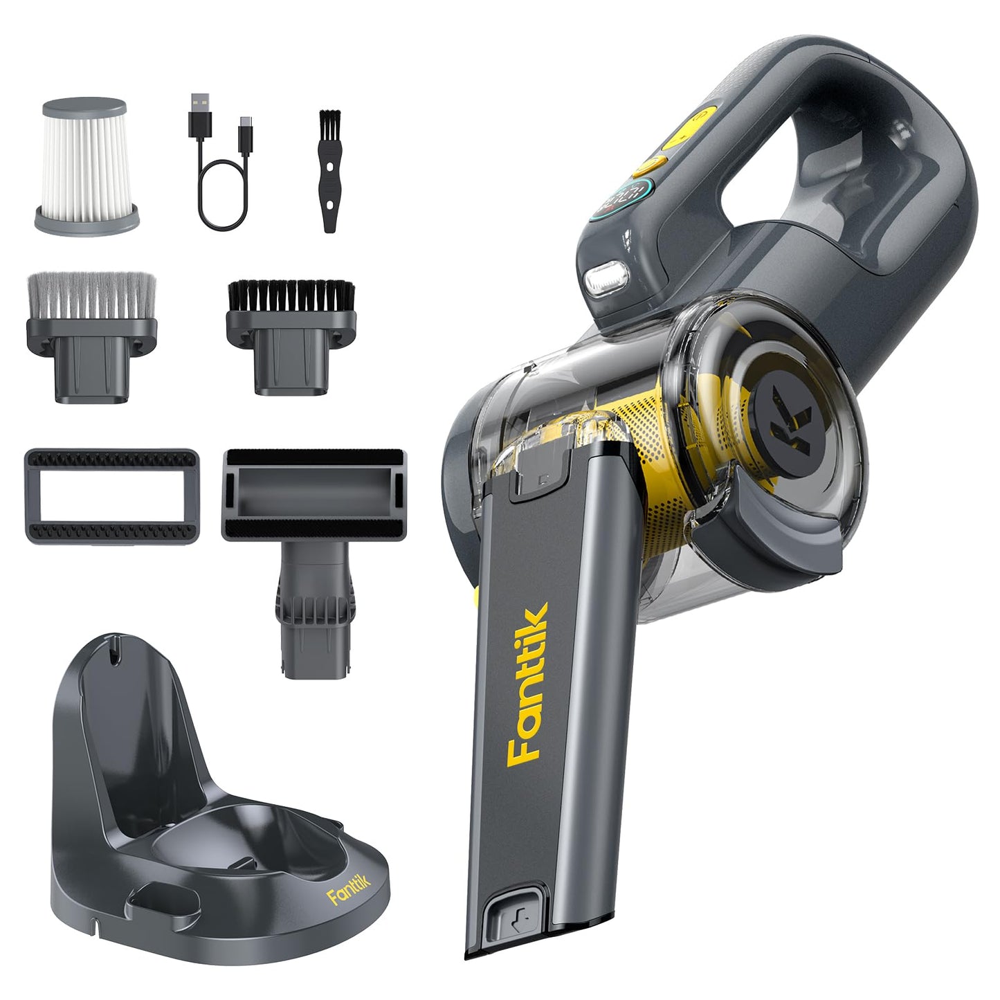 Fanttik Fold V10 Ultra Deluxe Handheld Vacuum Cordless, 17Kpa Suction Power, Charging Base, Pivot Nozzle, Up To 35 Mins Runtime,
