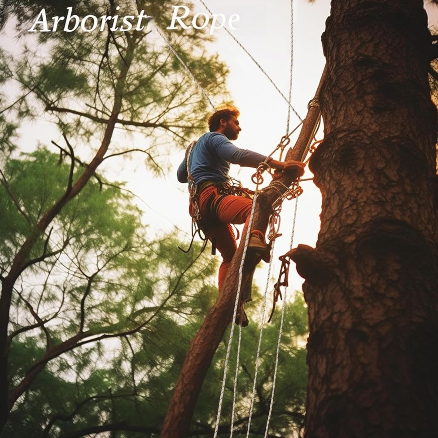 Arborist Rope Climbing Rope（1/2 inch x 200ft） Bull Rope for Construction Climbing Swing Sailing
