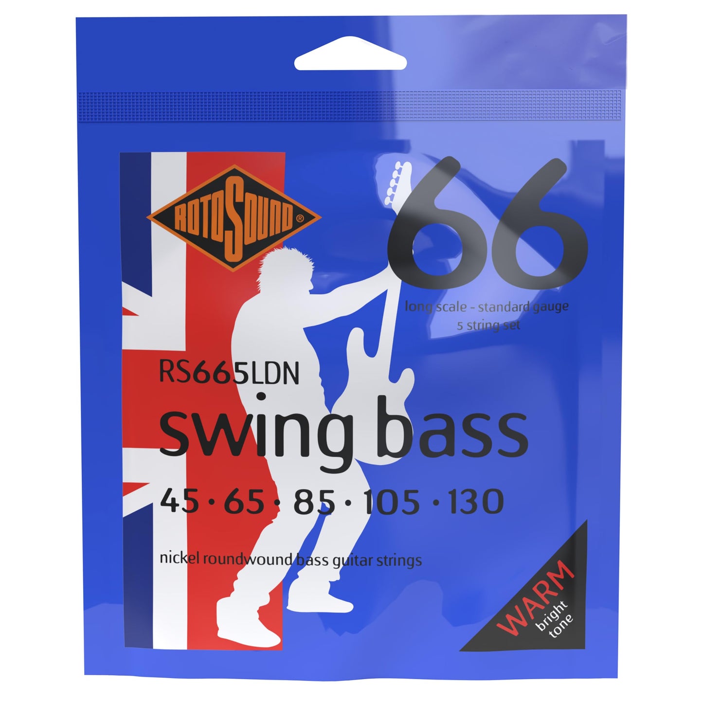 Rotosound RS665LDN Nickel 5 String Bass Guitar Strings (45 65 85 105 130)