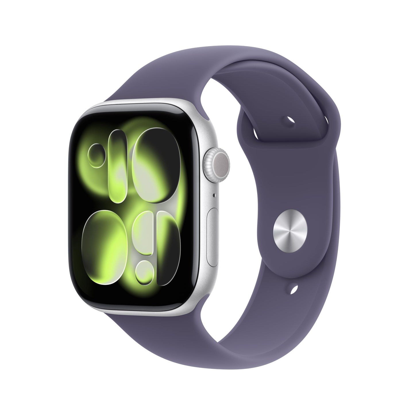 Apple Watch Series 11 [GPS + Cellular 46mm] Smartwatch with Silver Aluminum Case with Purple Fog Sport Band - M/L. Sleep Score,