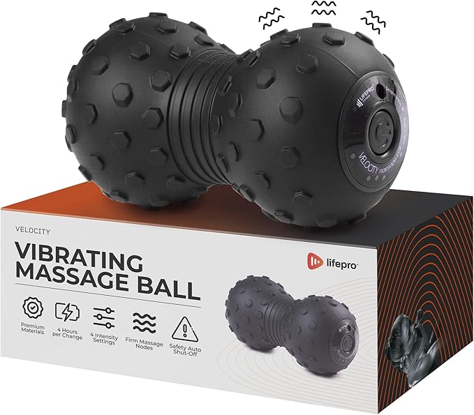 Lifepro 4-Speed Vibrating Massage Ball - Peanut Massager and Vibrating Foam Roller for Fitness, Mobility, and Relaxation -...