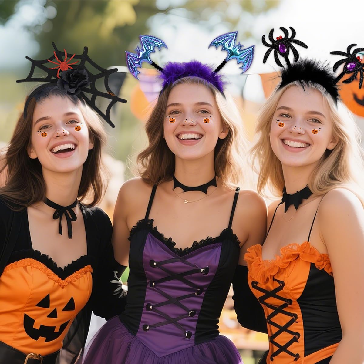 YIHONGYAN Headbands Halloween Head Bands for Women Man Kids Funny Hair Bands Halloween Party Black Flowers Spider Web Black Head