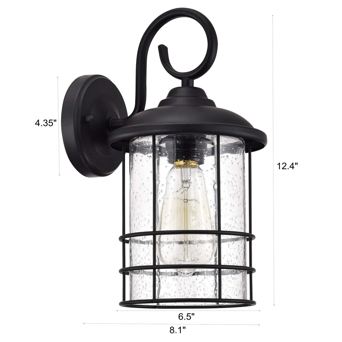 Micsiu 12 Inch Outdoor Wall Lantern 2 Pack, Black Metal Sconce With Clear Seedy Glass, Waterproof For Porch, Entryway, Garage, Model A20007