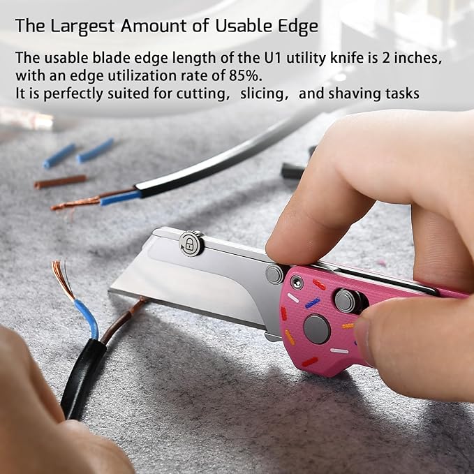 OKNIFE U1 Pro Multitool Folding Utility Knife with Folding Screwdriver, Quick Change Blade, Rail Lock & Pocket Clip for Men Women（Doughnut）