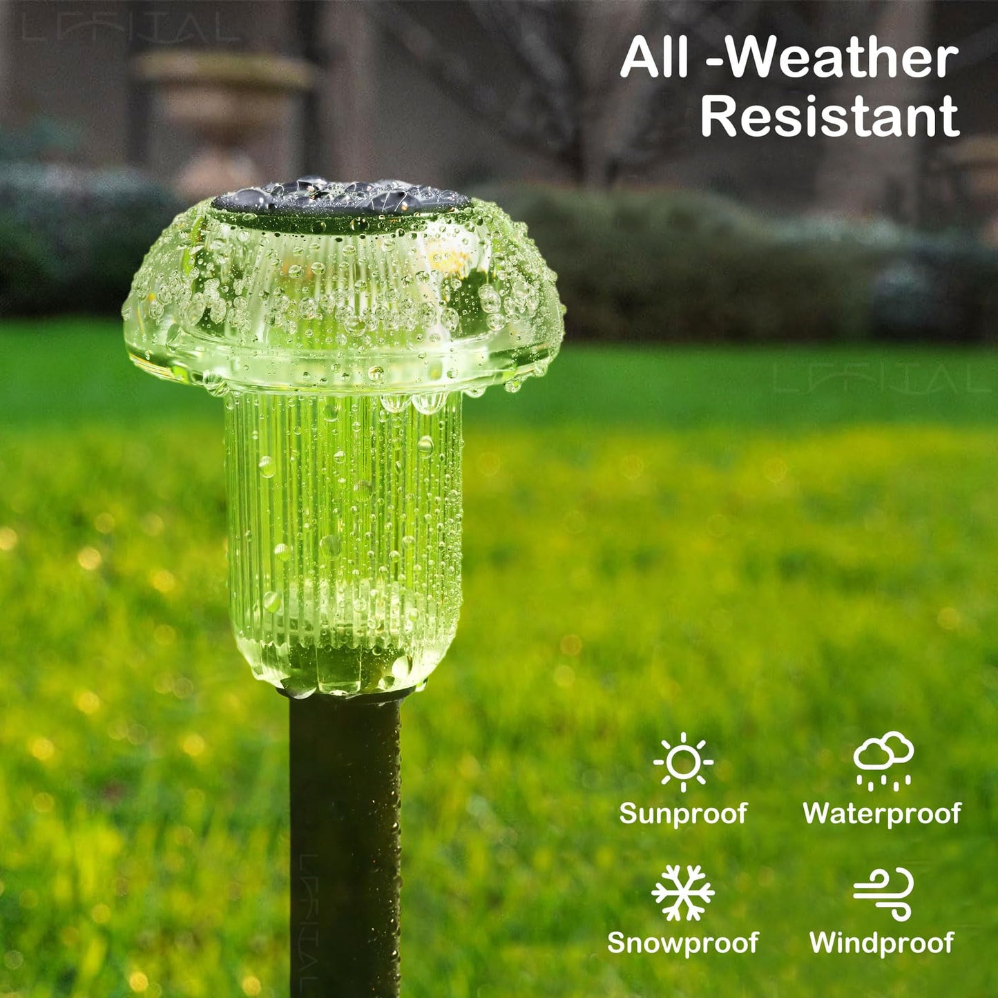 Lffital Halloween Solar Lights Outdoor 8 Pack Green Solar Pathway Lights Outdoor Mushroom Led Waterproof Lighting Stake For Outside  Yard  Path  Garden  Lawn  Patio  Landscape Decorations