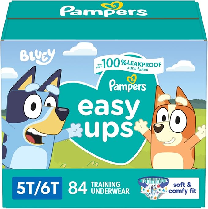 Pampers Training Pants - Easy Ups Boys & Girls Bluey - Size 5T-6T, 84 Count, Children's Potty Underwear (Packaging May Vary)