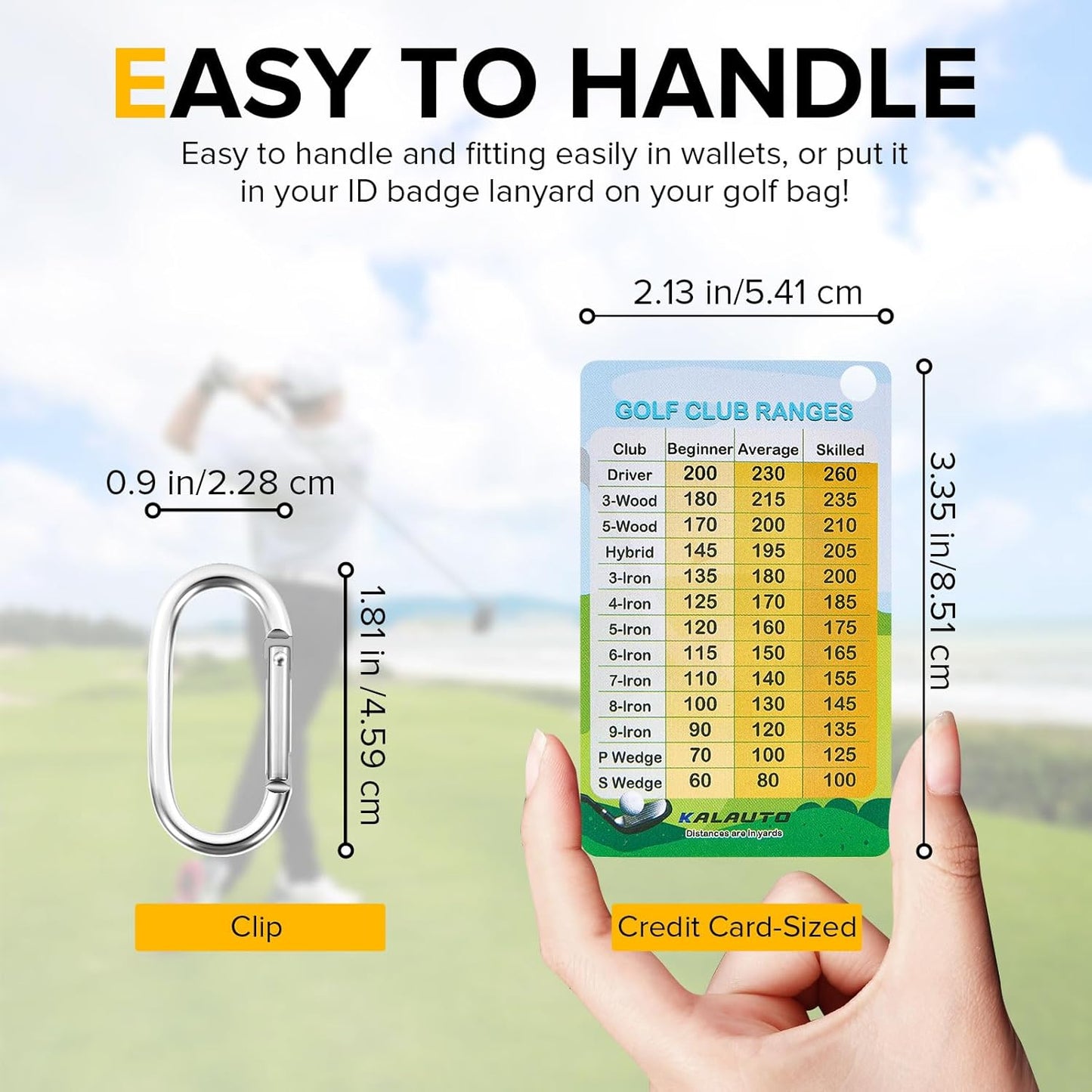 Golf Club Distance and Rules Card: Golf Club Bag Accessories - Golf Yardage Card for Men and Women Golf Club Range Chart Card Personalized Design Beginners Essentials Tool