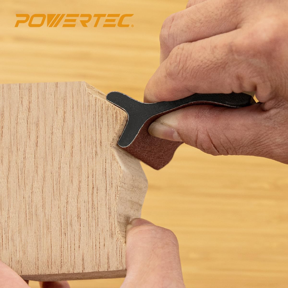 POWERTEC 21 Profile Sander, 10PCs Contour Sanding Grips with Woodworking Angle Sanding Pads for Convex, Concave & Detail Sanding, Sanding Tool for Wood Trim, Auto Body, Art, Crafts - 11PCs (71620)