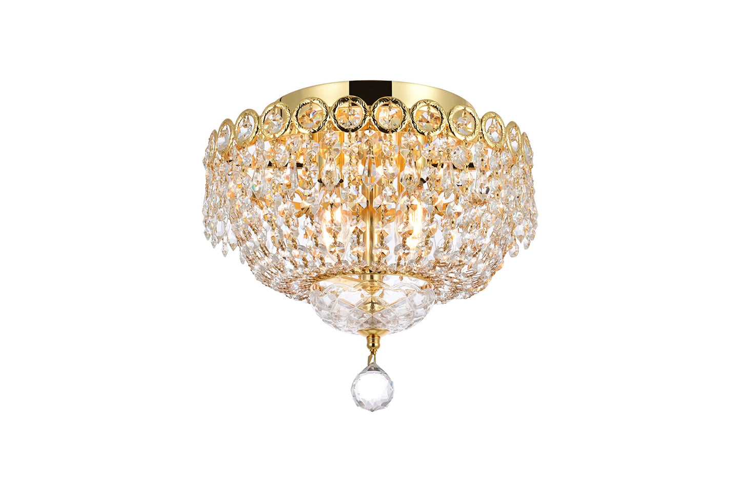 Elegant Lighting Century Flush Mount Light - Gold Finish, Royal Cut Crystal, Model V1900F12G/Rc
