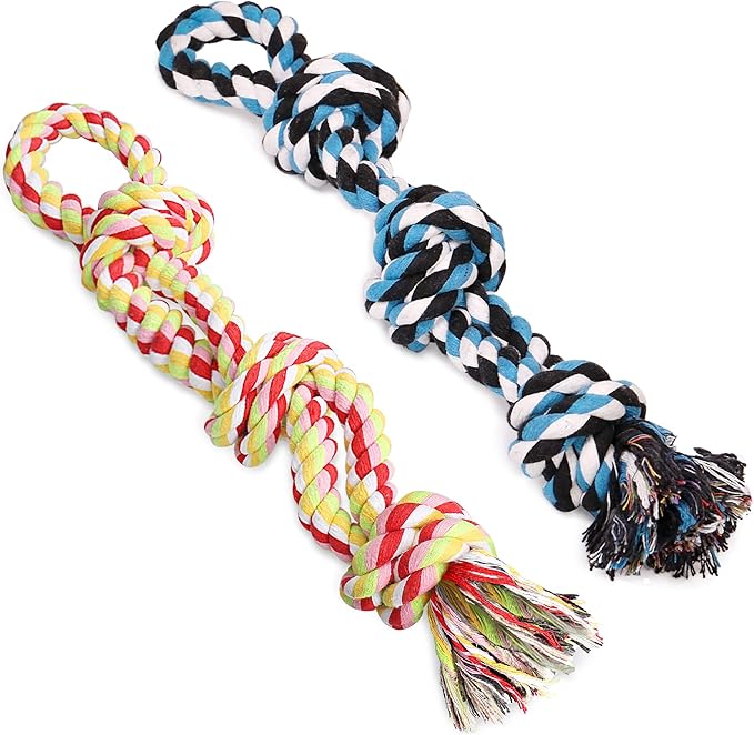UPSKY Dog Rope Toys 2 Nearly Indestructible Pet Toys for Medium to Large Breed, Dental Cleaning Chew Toys, Dogs Tug Toy fo...