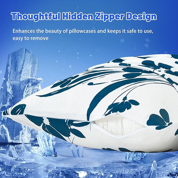 Cooling Pillow Cases for Hot Sleepers - Double Side Arc-Chill Q-Max>0.5 Cooling Fiber Cool Pillow Cases 2 Pack - Breathable Soft Cold Pillow Cases with Hidden Zipper (20" x 36")