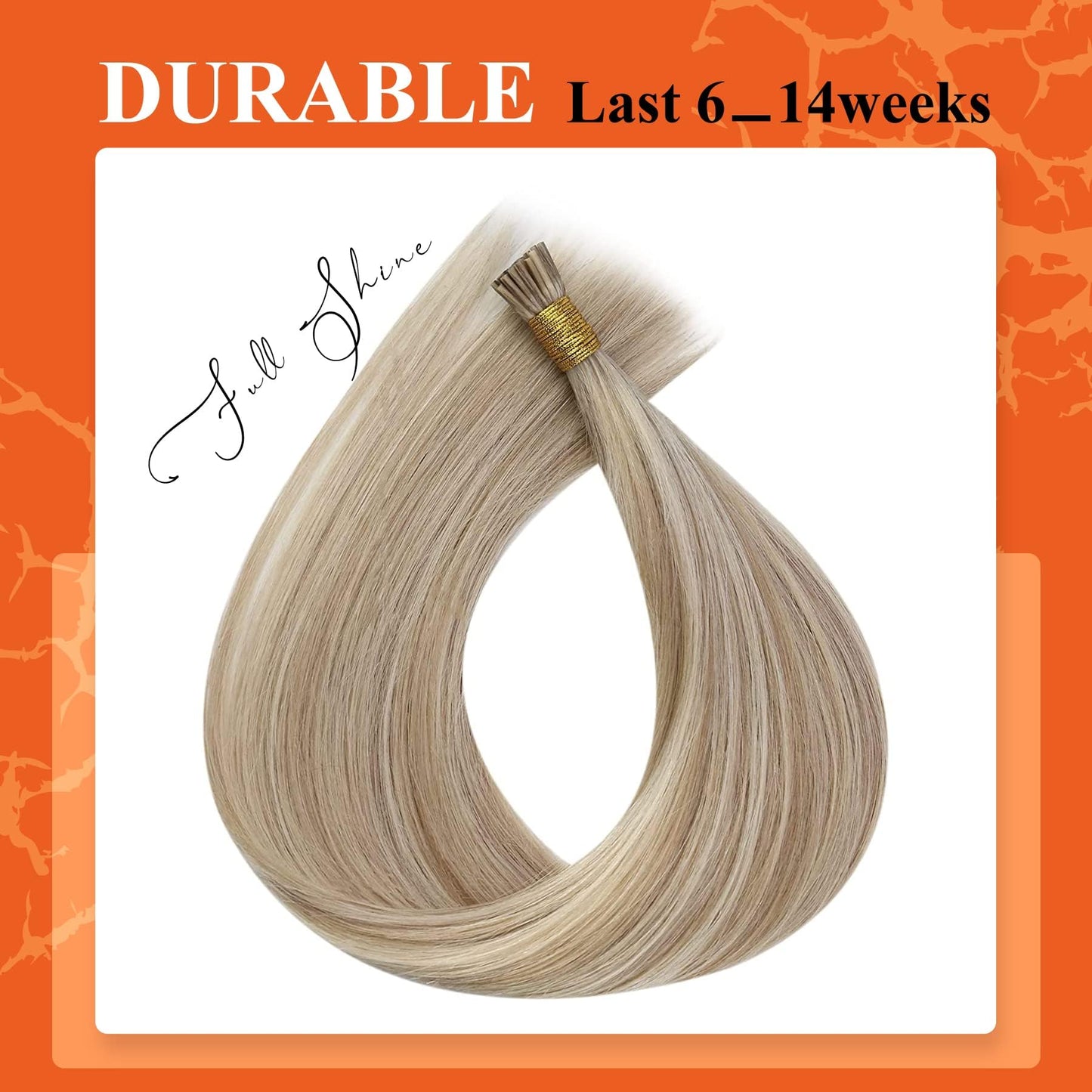Full Shine I Tip Hair Extensions Natural Hair 20inch 16P22 Blonde Hair Extensions Human Hair Straight Real Human Hair 40g/50s Ke