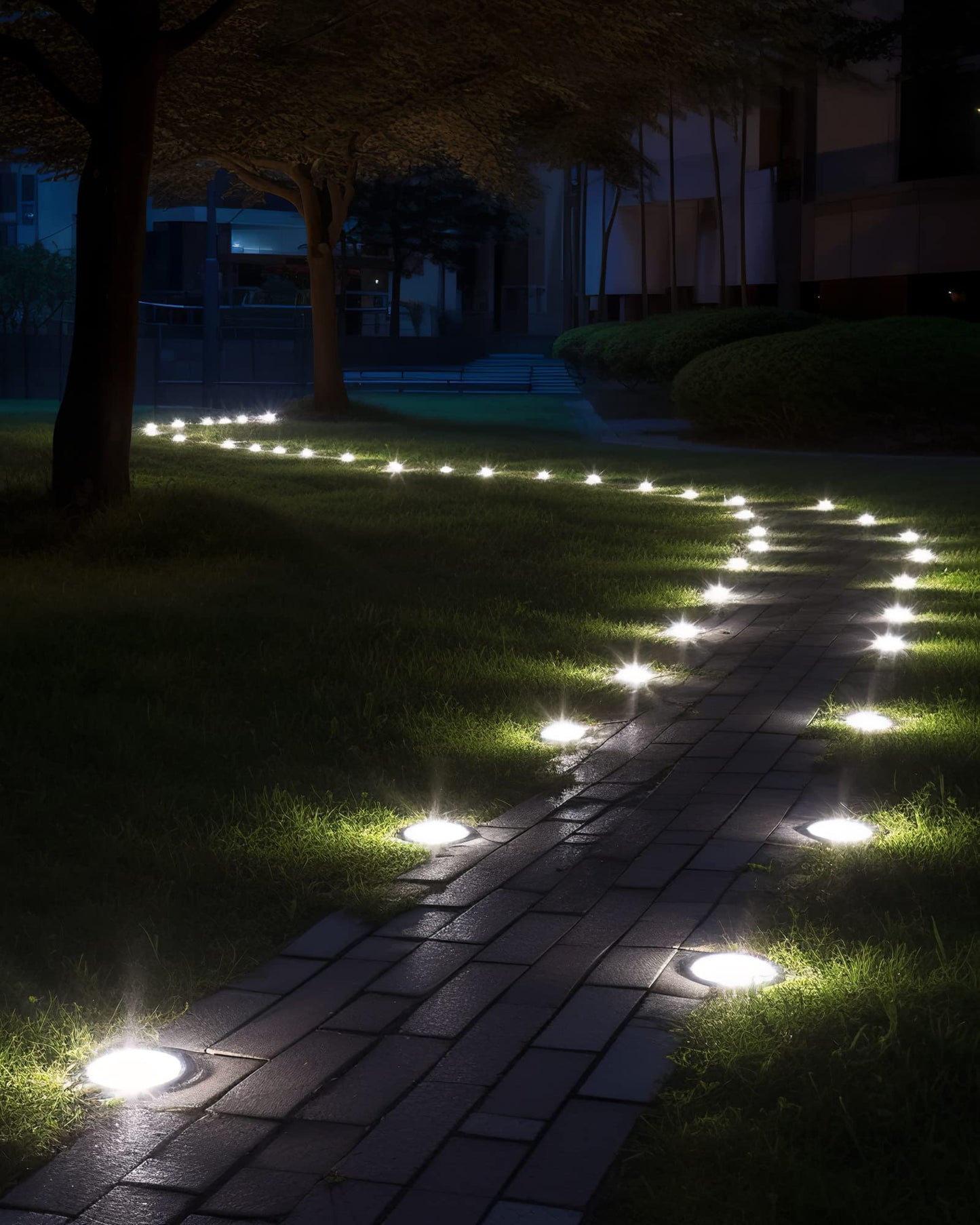 Biling Solar Ground Lights, 12 LEDs Waterproof, 8 Pack, Stainless Steel, White