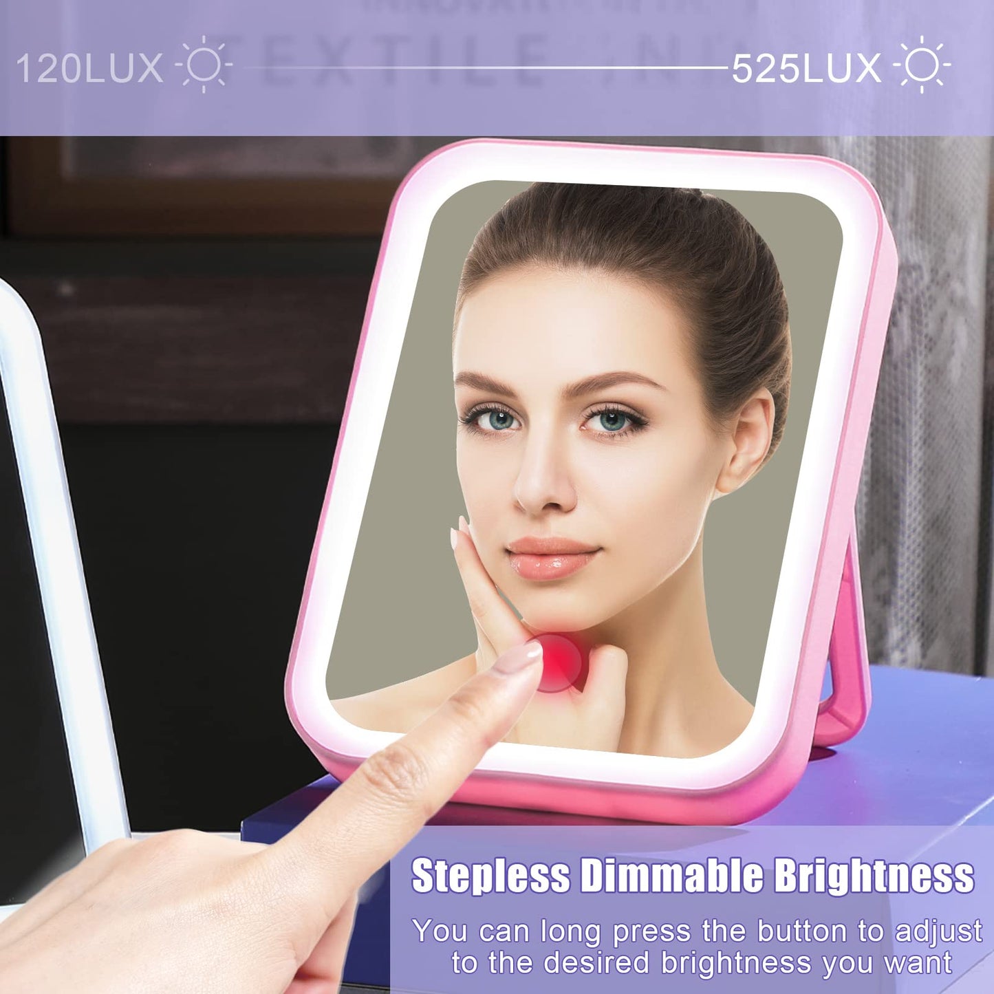Sintuff 2 Pcs Light Up Locker Mirror Accessories Rectangular Magnetic Mirror for Locker, Bathroom, Household Refrigerator, Works