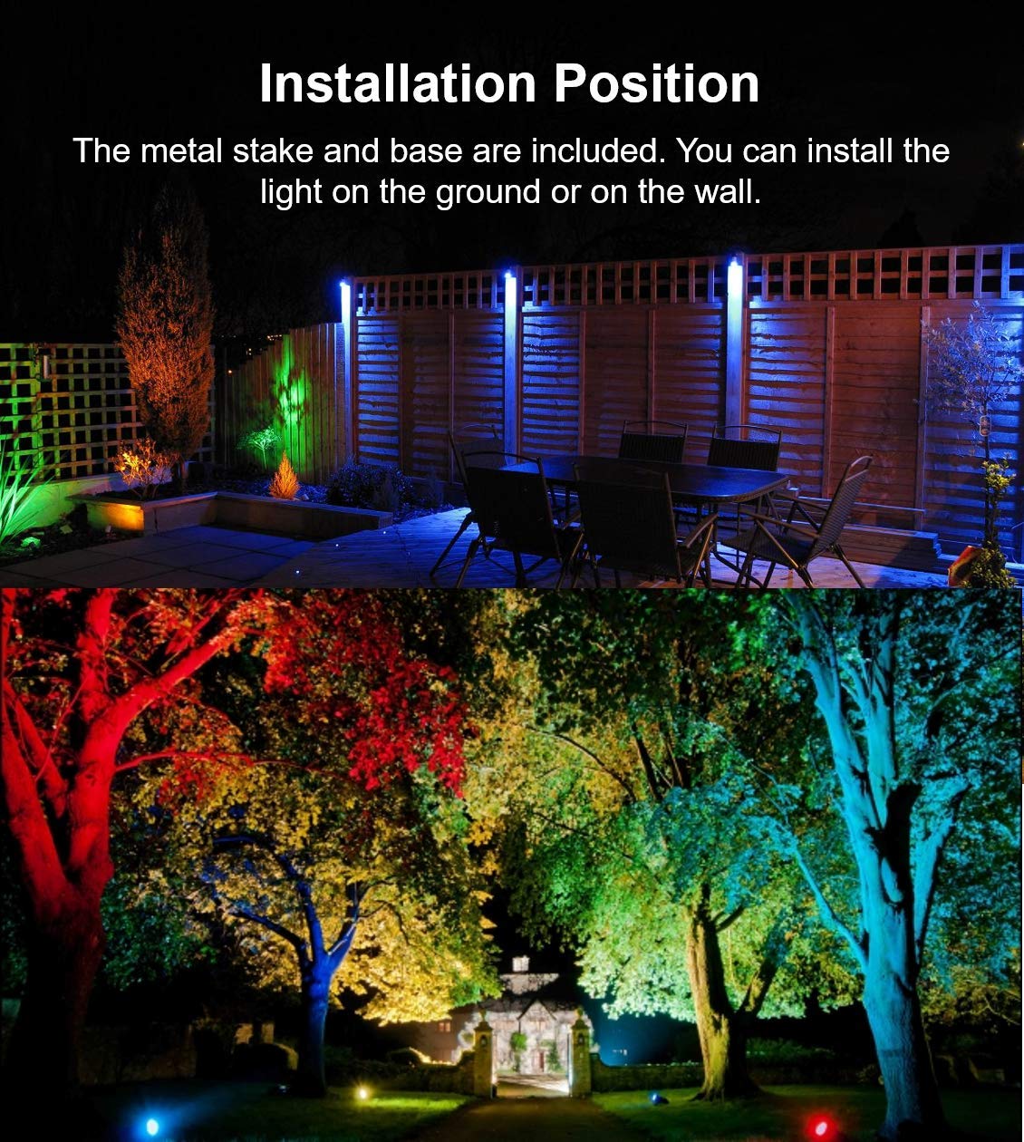 TOVEENEN 10W RGB Color LED Outdoor Landscape Spotlight, Waterproof, Aluminum, Model BG10B, White