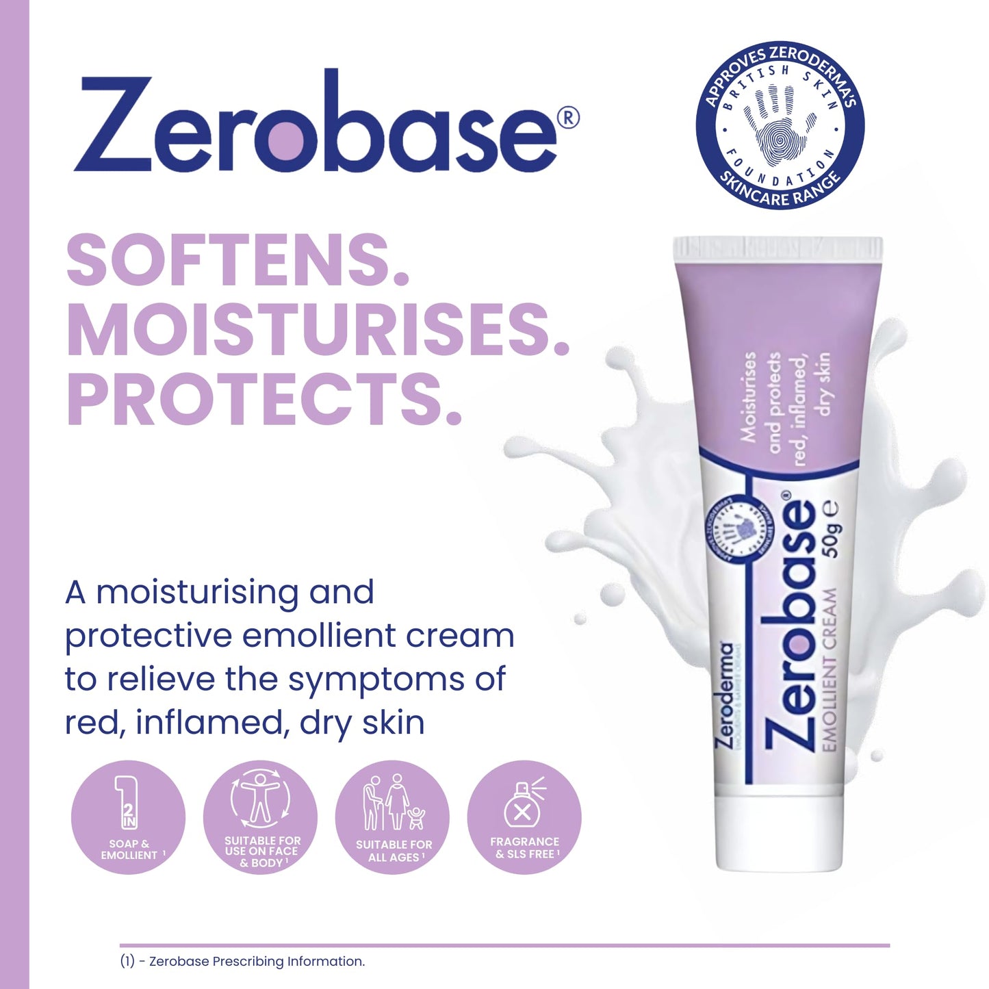 Zeroderma Zerobase Emollient Cream 50G 1'S