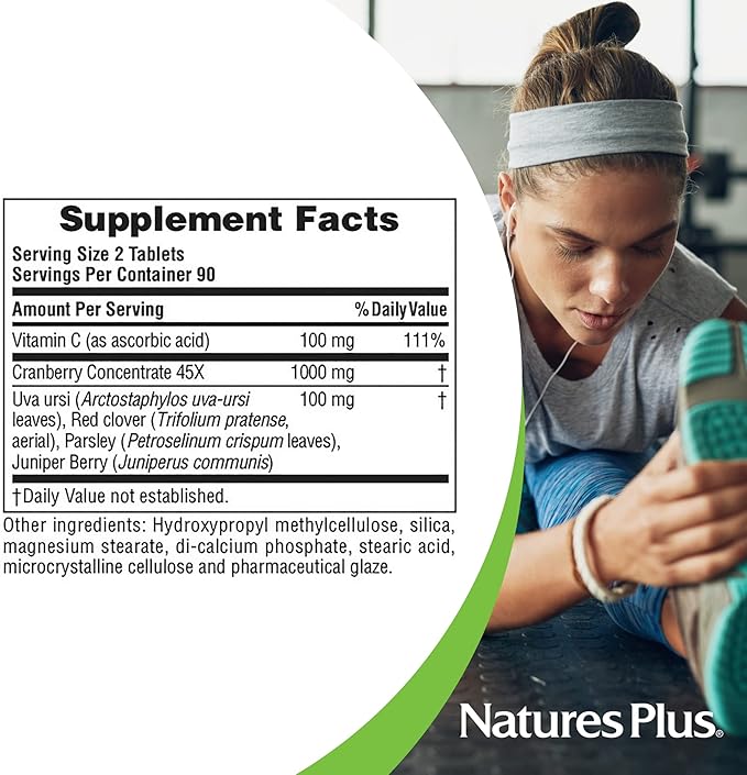 Natures Plus Ultra Cranberry 1000, Sustained Release - 1000 mg - Natural Cranberry with Vitamin C - Promotes Urinary Tract Health - 180 Vegetarian Tablets (90 Servings)