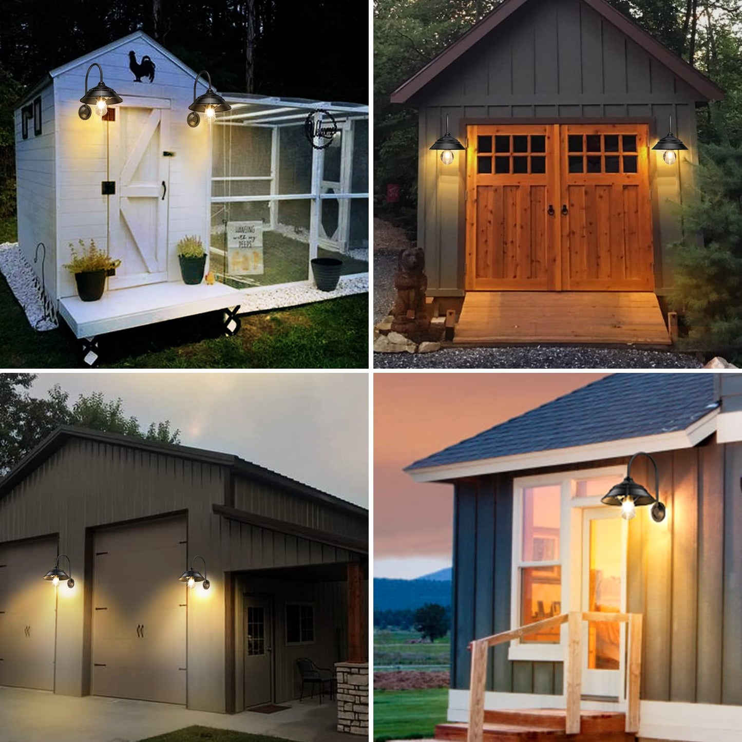 Ufelizor Solar Barn Light 2 Pack, Outdoor Retro Sconce, 3 Lighting Modes, Motion Sensor, Waterproof, Black, Model UF001