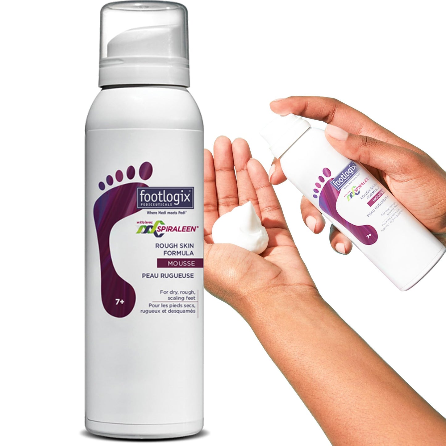 Footlogix Rough Skin Formula with Spiraleen - Mousse for Dry Cracked Heels and Feet, Foot Care for Men and Women, Dry Cracked Fe