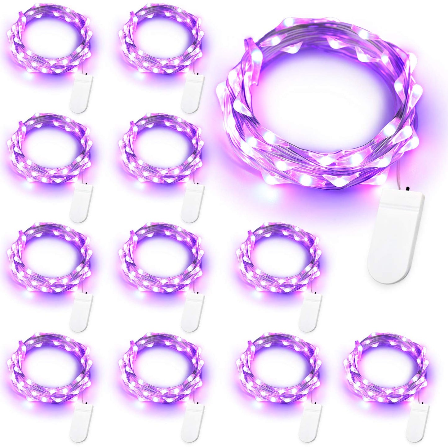 Brizled 20 LED Purple Fairy Lights, 6.56ft Battery String Lights for Halloween Decor, Copper Wire, Indoor Twinkle Starry Lights