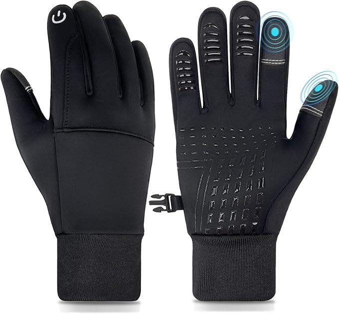 HOPSOOKEN Winter Gloves for Men Women Touch Screen Waterproof Fleece Warm Windproof Thermal Gloves for Running Cycling Dri...