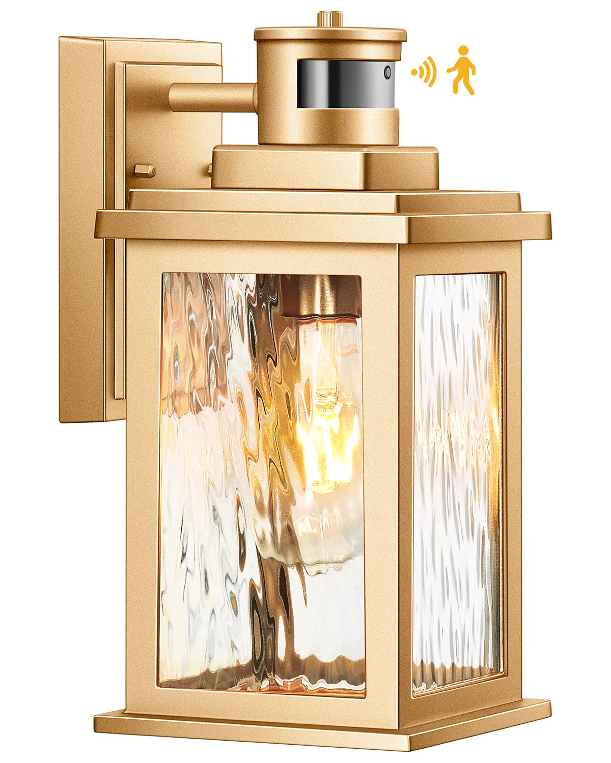 Vianis Motion Sensor Porch Lights - Outdoor Wall Fixtures, Gold Aluminum, Dusk To Dawn, Waterproof, Model V81011Gd