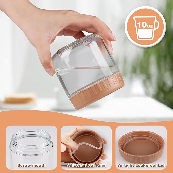 Overnight Oats Containers with Lids, 10oz Glass Jars with Lids 8 pcs, Taffy, Wide Mouth Mason jars for Salad, Yogurt, Snacks, Meal Prep
