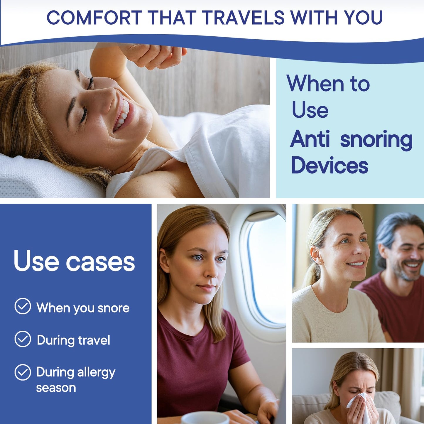 Anti Snoring Devices, Adjustable Snore Stopper for Men and Women, Snoring Solution, Individually Packaged & Reusable – 4 Pack