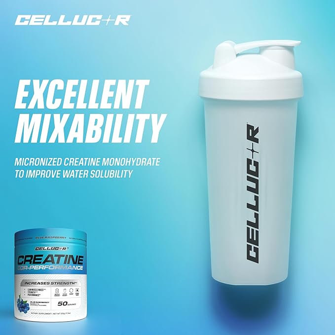 Cellucor Creatine Powder, Blue Raspberry Flavor - Increases Strength, Lean Muscle Mass & Endurance, Micronized Creatine for Fast Absorption, 5g Creatine per Serving, 50 Servings